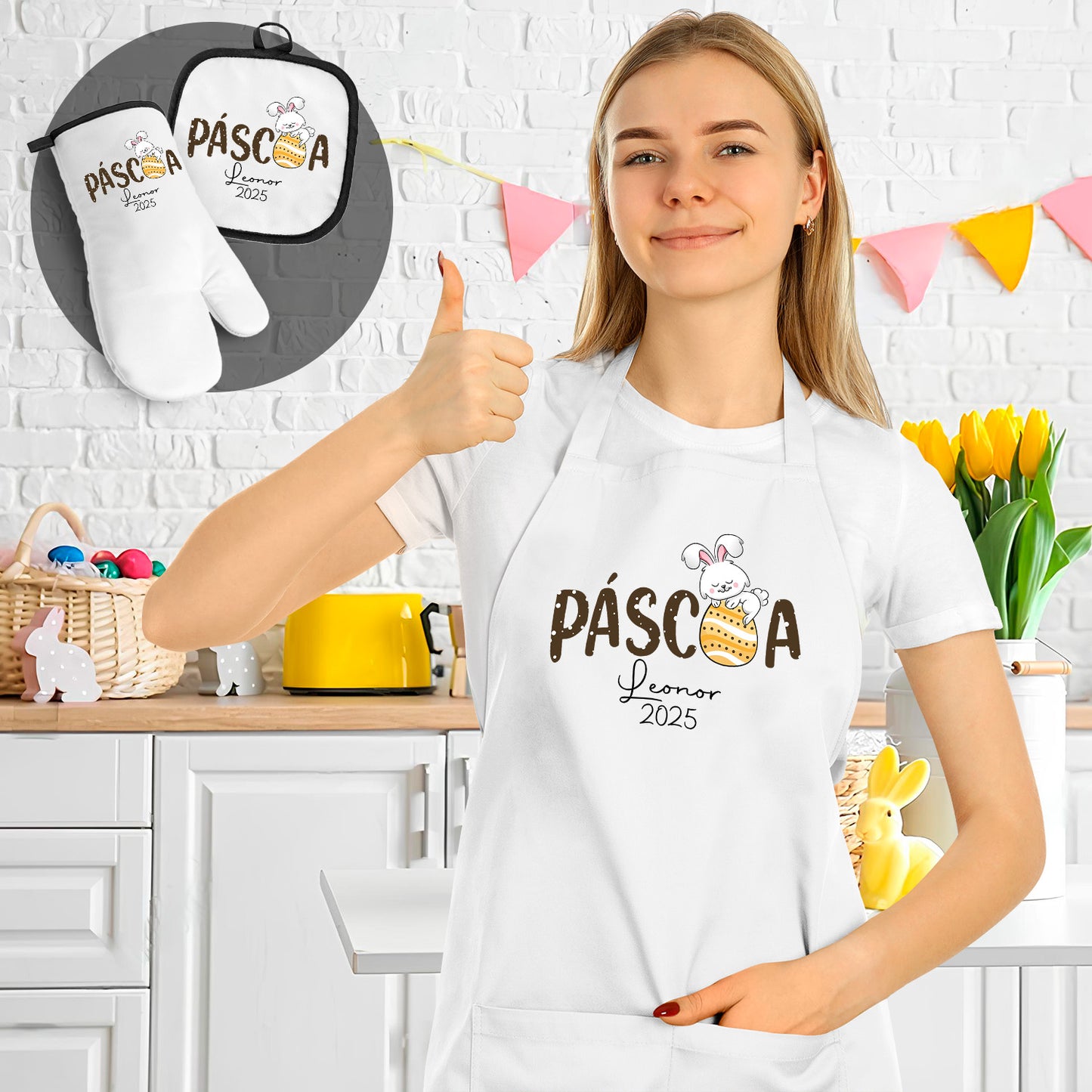 Avental e/ou Luva+Pega "Páscoa"