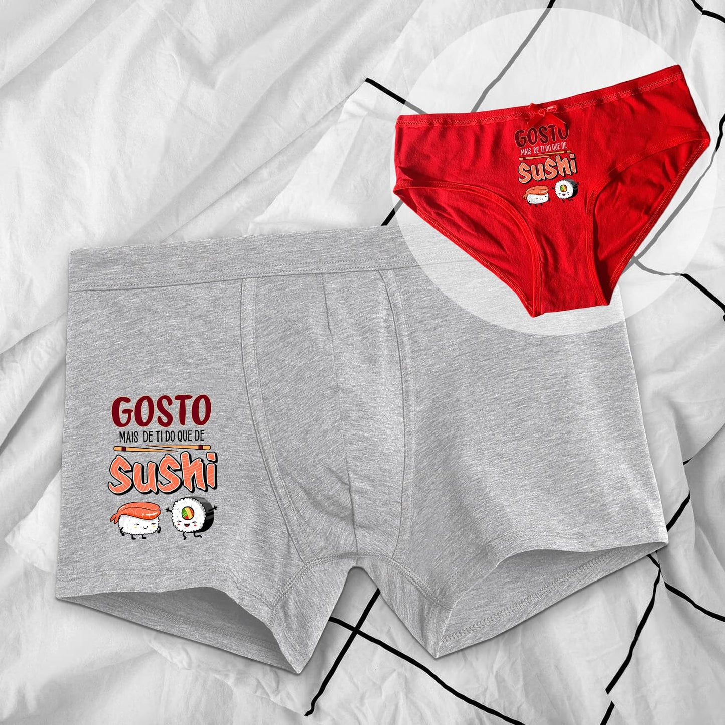 Boxer e/ou cueca "Gosto mais de ti do que de sushi"