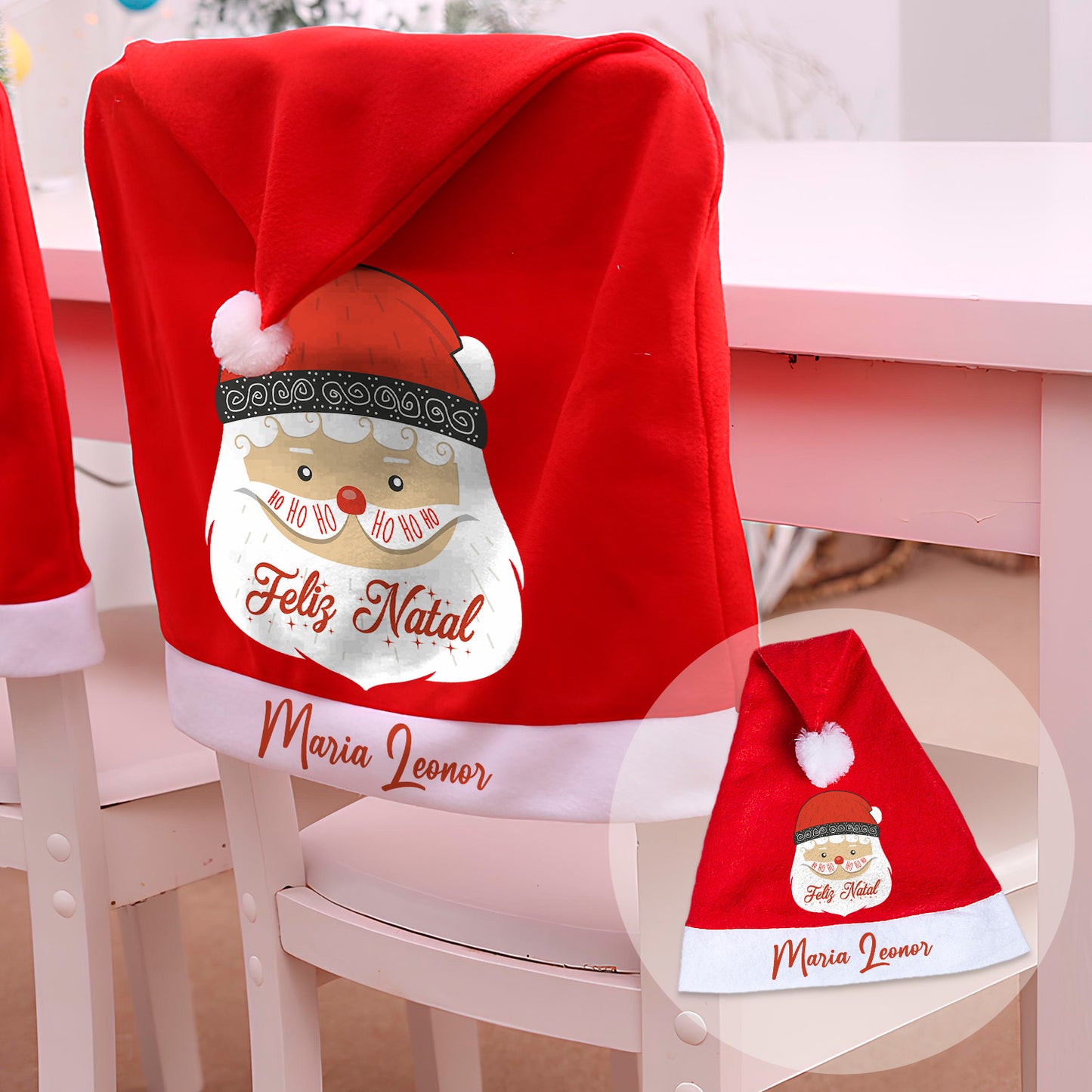 Capa de cadeira e/ou Gorro de Natal "O Barbas"