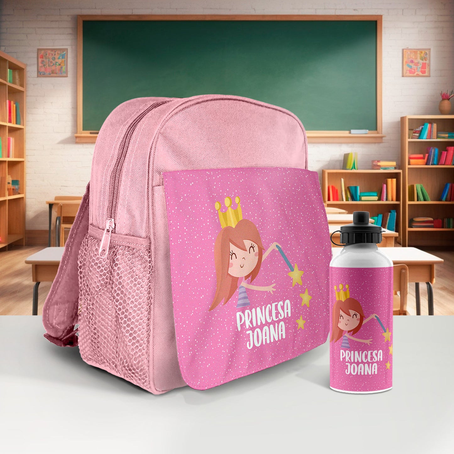 Mochila e/ou Garrafa "Príncipe - Princesa"