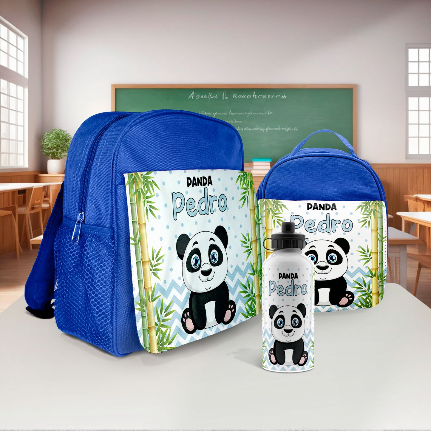 Mochila e/ou Lancheira e/ou Garrafa "Cute Panda"