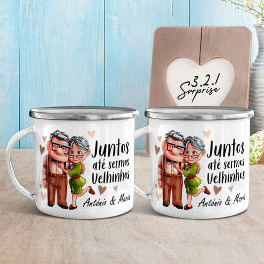 Caneca(s) de Esmalte "Juntos até sermos velhinhos"