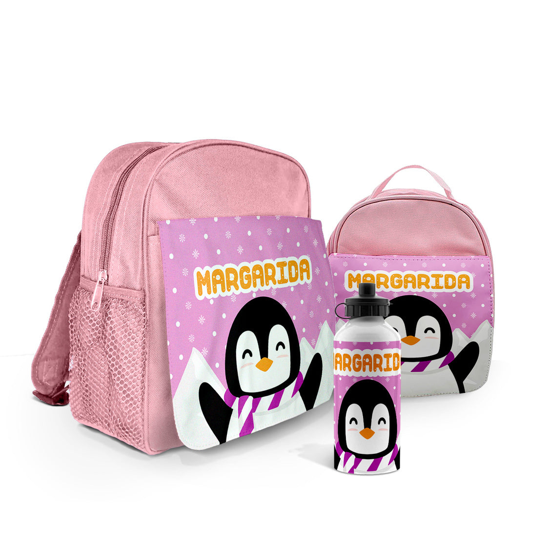 Mochila e/ou Lancheira e/ou Garrafa "Pinguim"