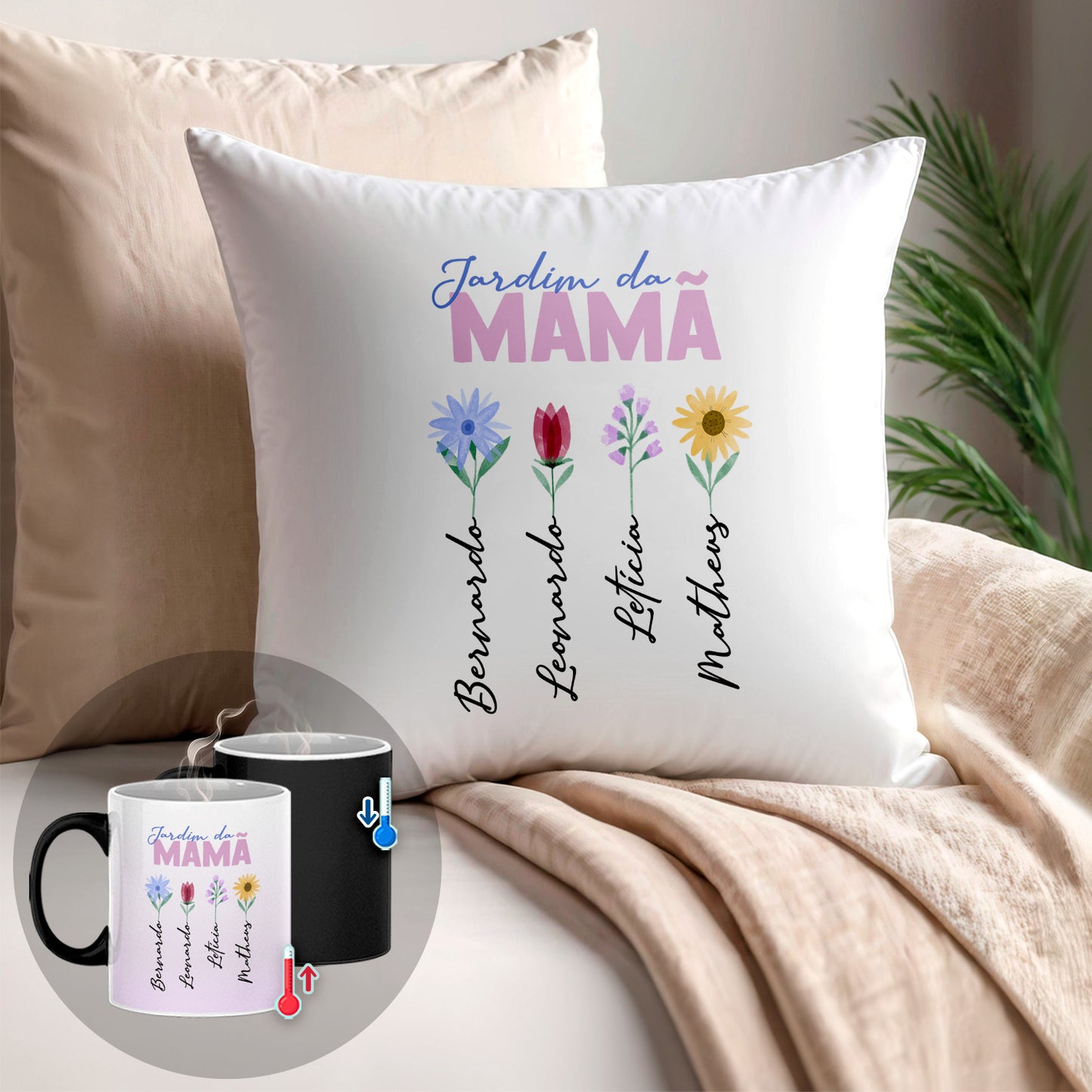 Almofada e/ou Caneca Mágica "Jardim"