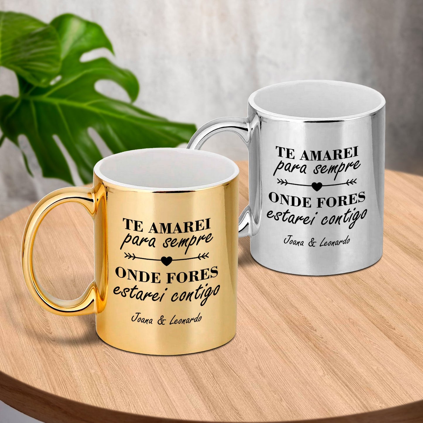 Caneca cromada "Onde fores estarei contigo"