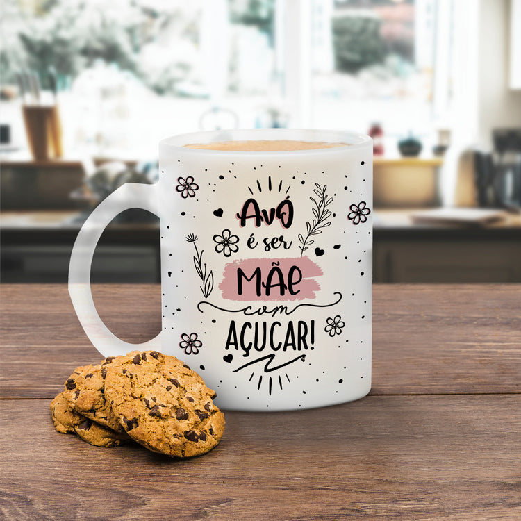 Caneca de vidro "Avó é ser Mãe com Açúcar"