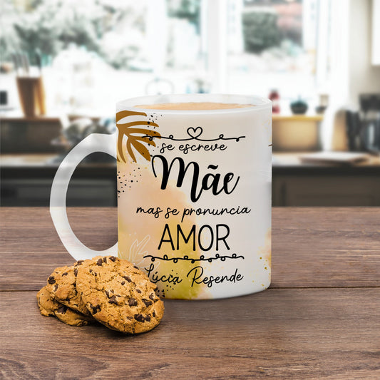 Caneca de vidro "Se pronuncia amor"