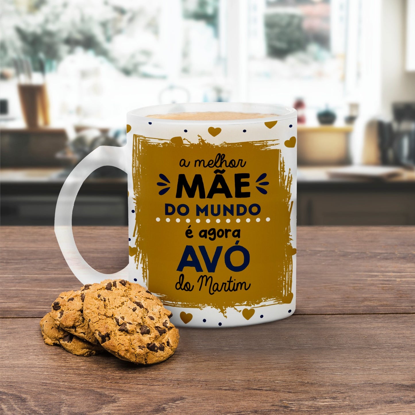 Caneca de vidro "A melhor mãe do mundo é agora avó"