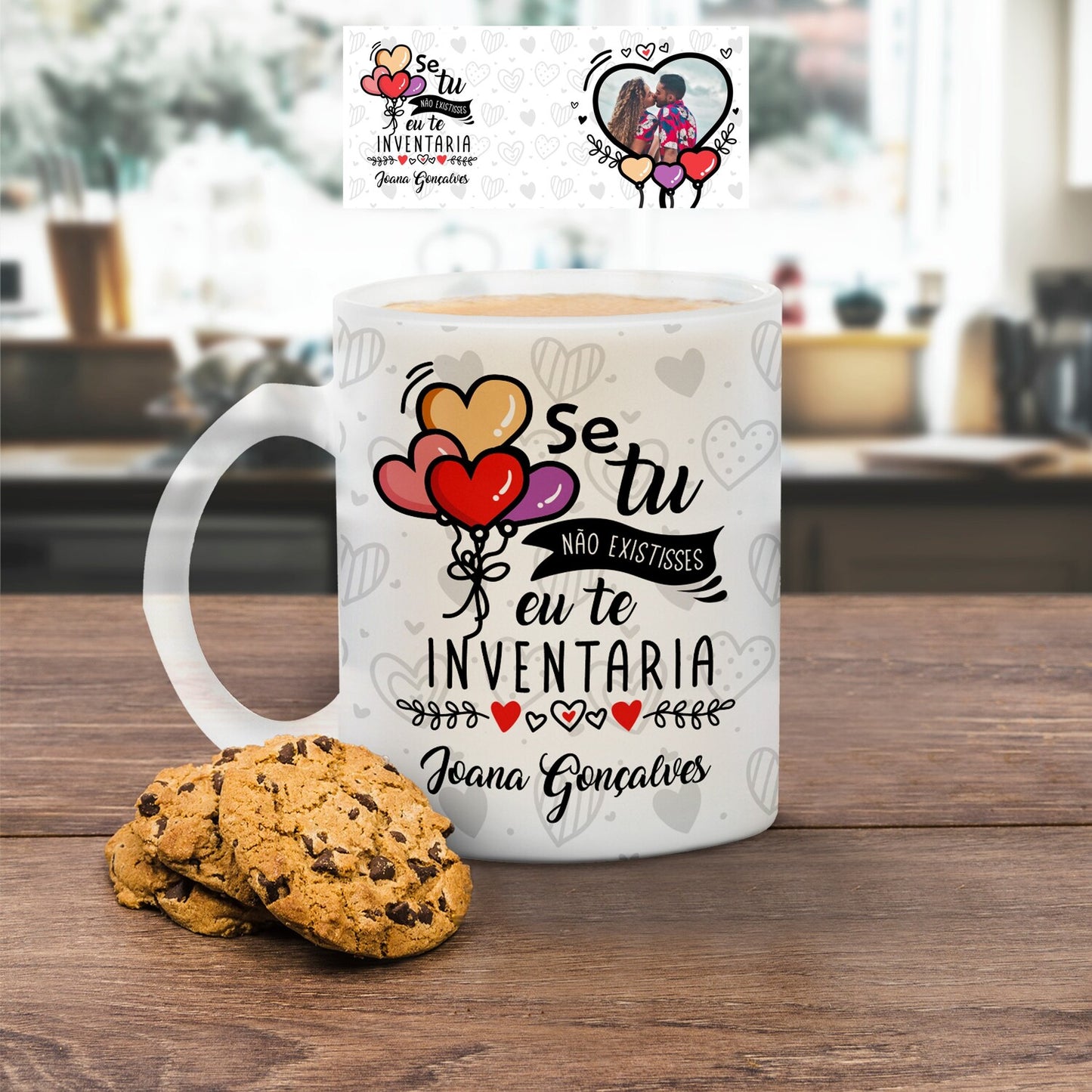 Caneca de vidro "Se tu não existisses eu te inventaria"