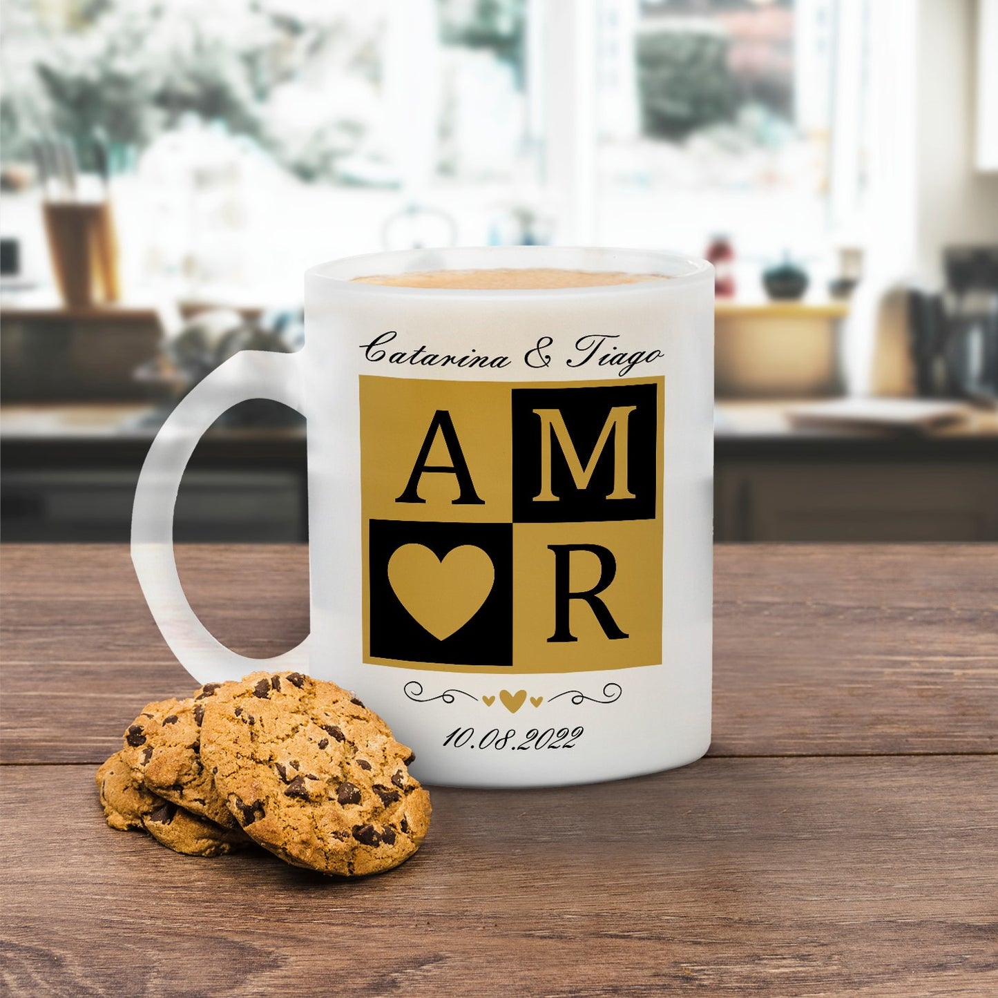 Caneca de vidro "A M ♡ R"