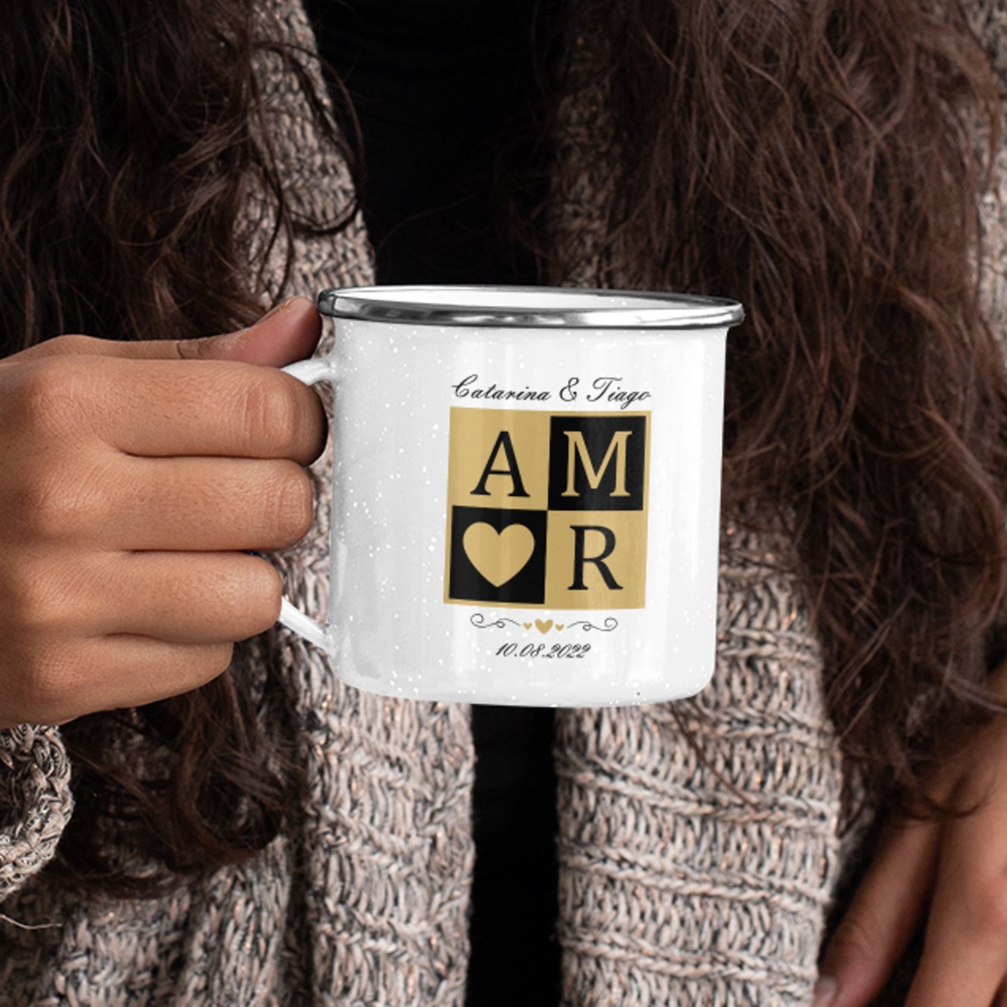 Caneca de Esmalte "A M ♡ R"