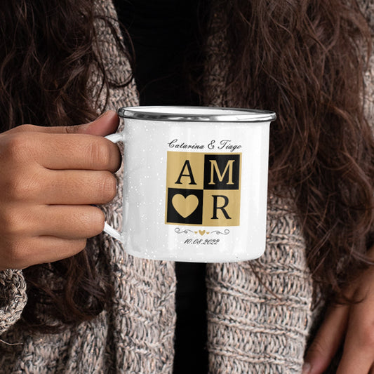 Caneca de Esmalte "A M ♡ R"