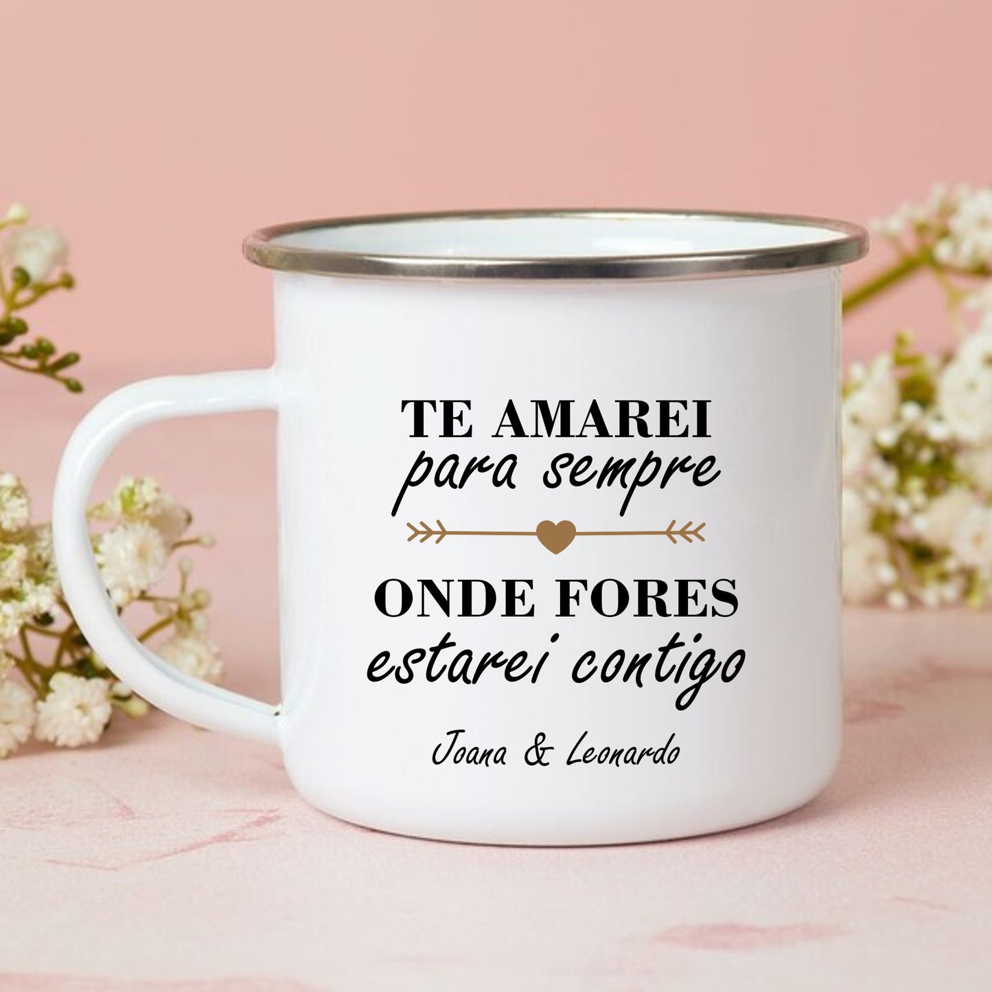 Caneca de Esmalte "Onde fores estarei contigo"