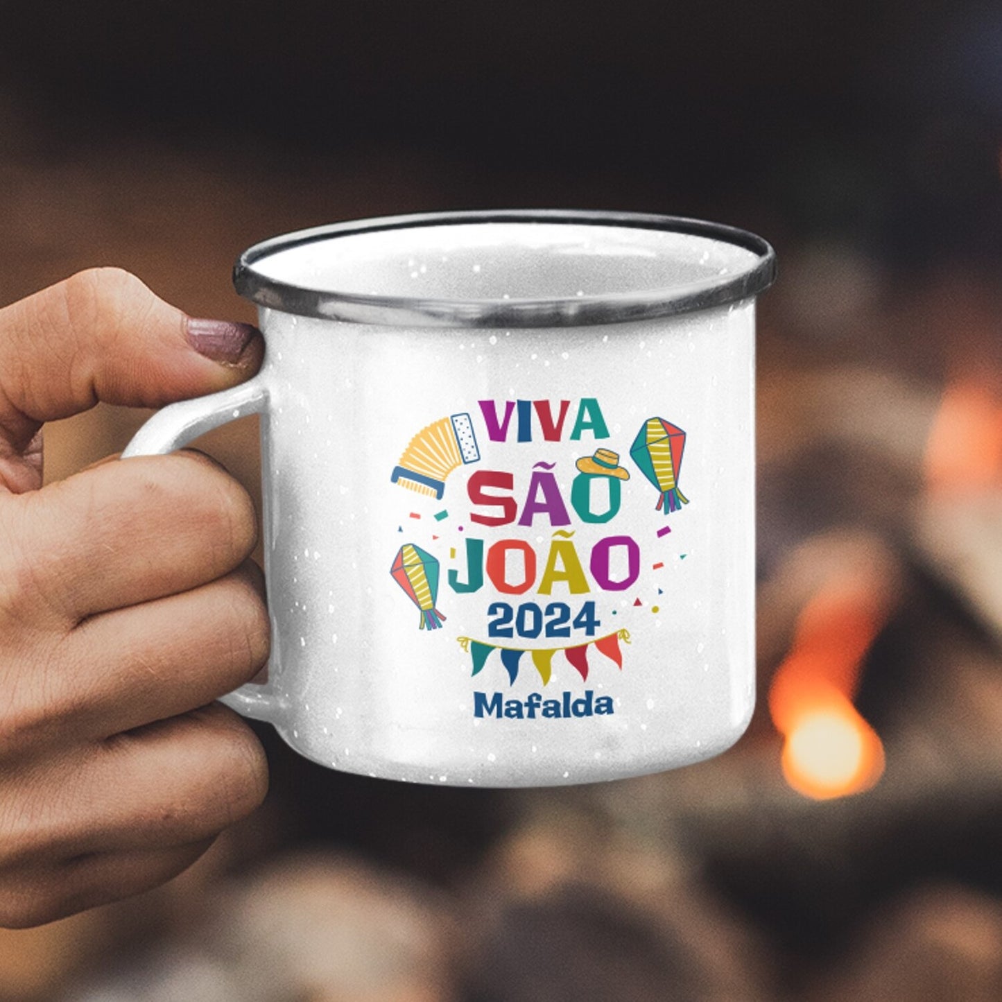 Caneca de Esmalte "Viva São João"