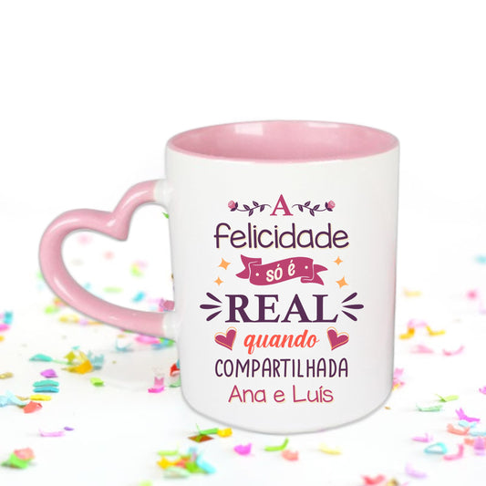 Caneca Pega Coração "Felicidade Compartilhada"