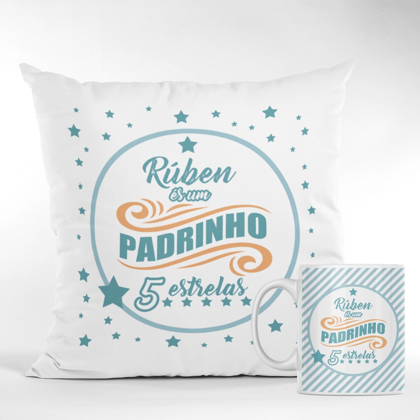 Almofada e/ou Caneca "Padrinho 5★ - Madrinha 5★"