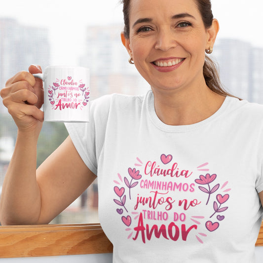 Conjunto T-shirt + Caneca "Trilho do Amor"