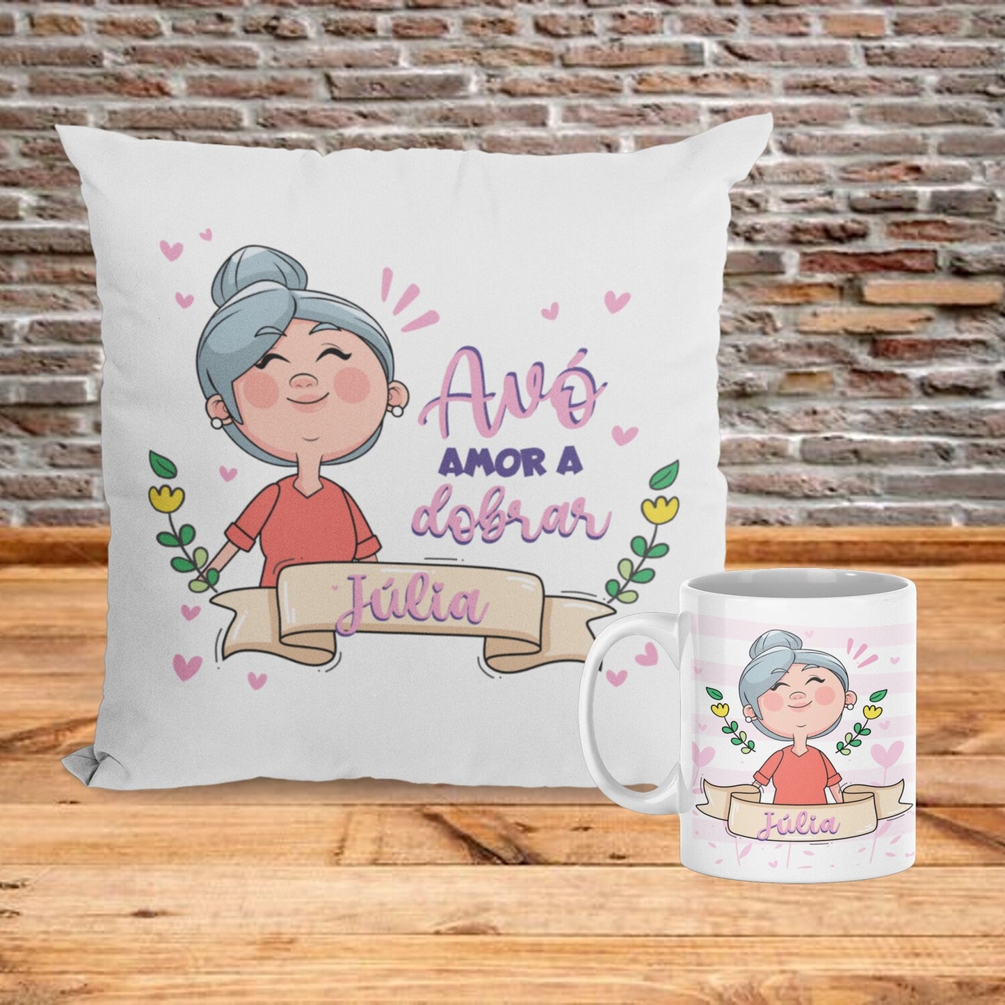 Almofada e/ou Caneca "Avó amor a dobrar"