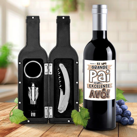 Kit de vinho "És um grande Pai e um excelente Avô!"