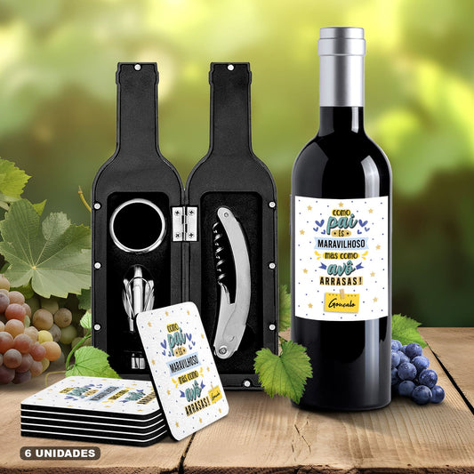 Kit de Vinho e/ou Bases de copos (6 un.) "Como Avô-Avó Arrasas"