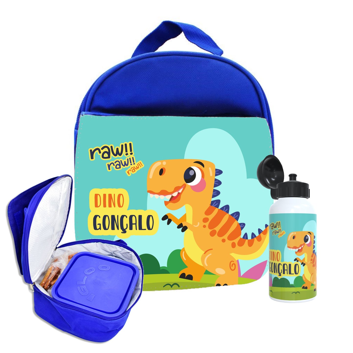 Mochila e/ou Lancheira e/ou Garrafa "Dino"