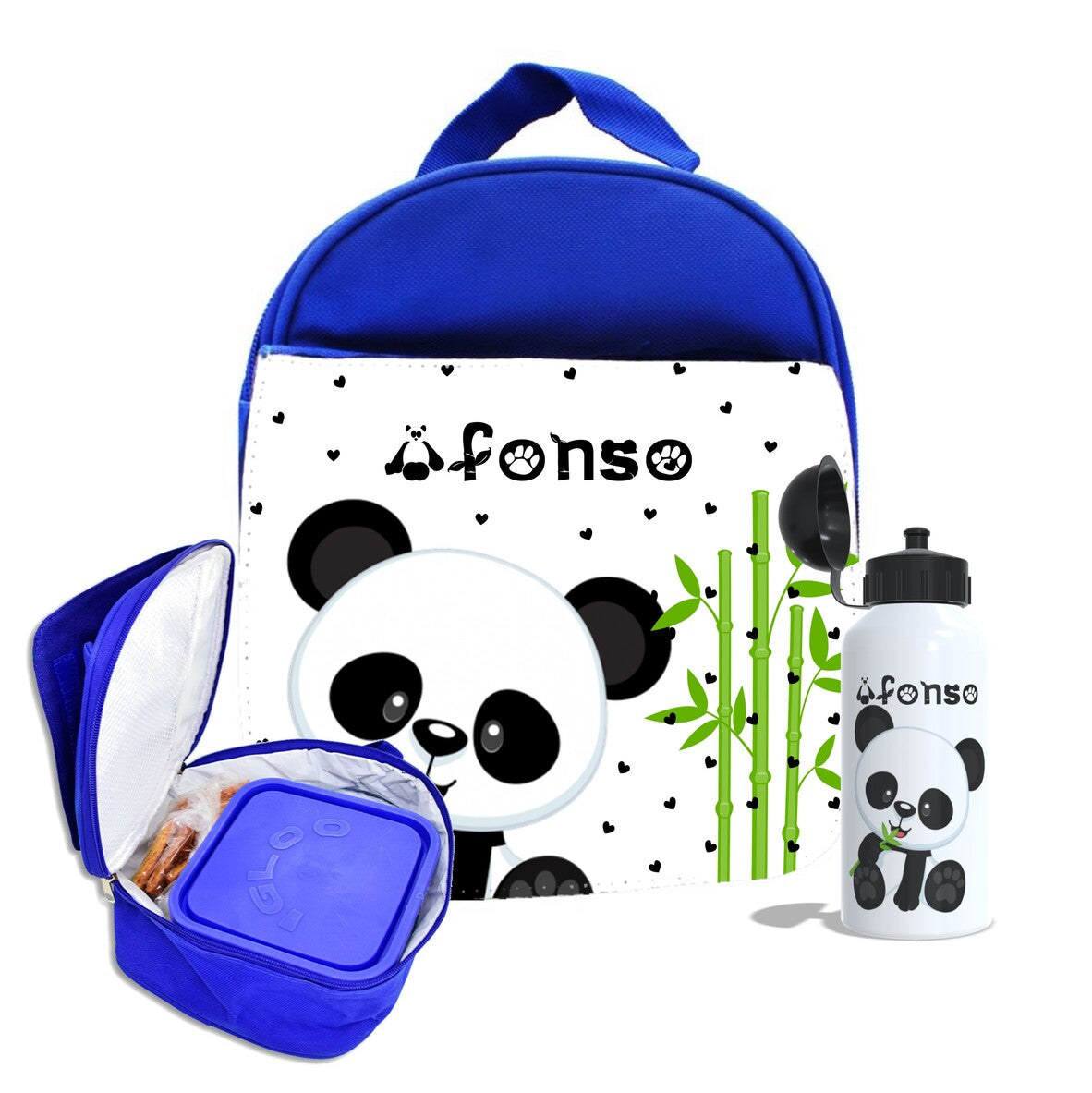 Mochila e/ou Lancheira e/ou Garrafa "Panda"