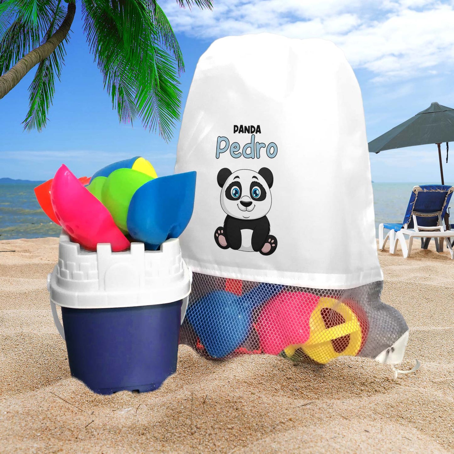 Sacola de praia e/ou Balde de praia "Cute Panda"