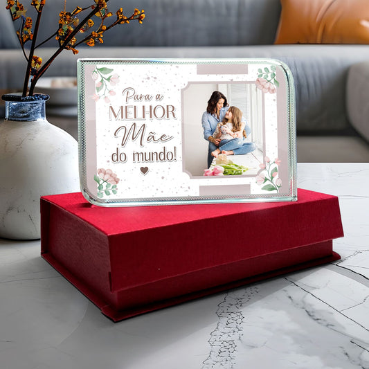 Moldura de Cristal 3D c/ caixa "Para a melhor do mundo!"