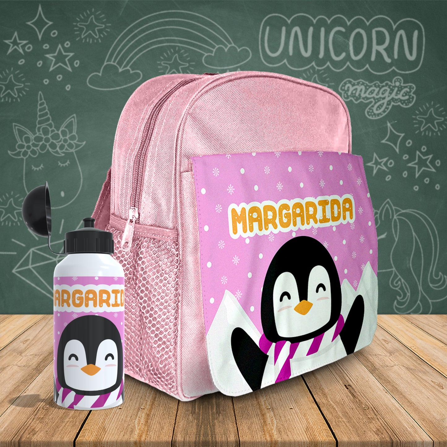 Mochila e/ou Garrafa "Pinguim"