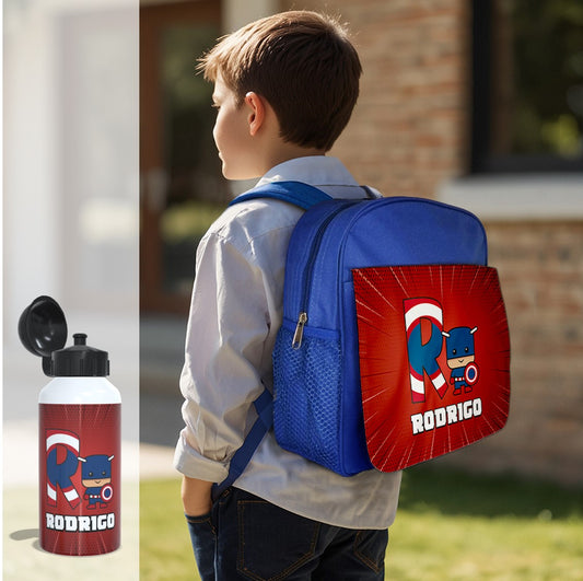 Mochila e/ou Garrafa "Super Heroes"