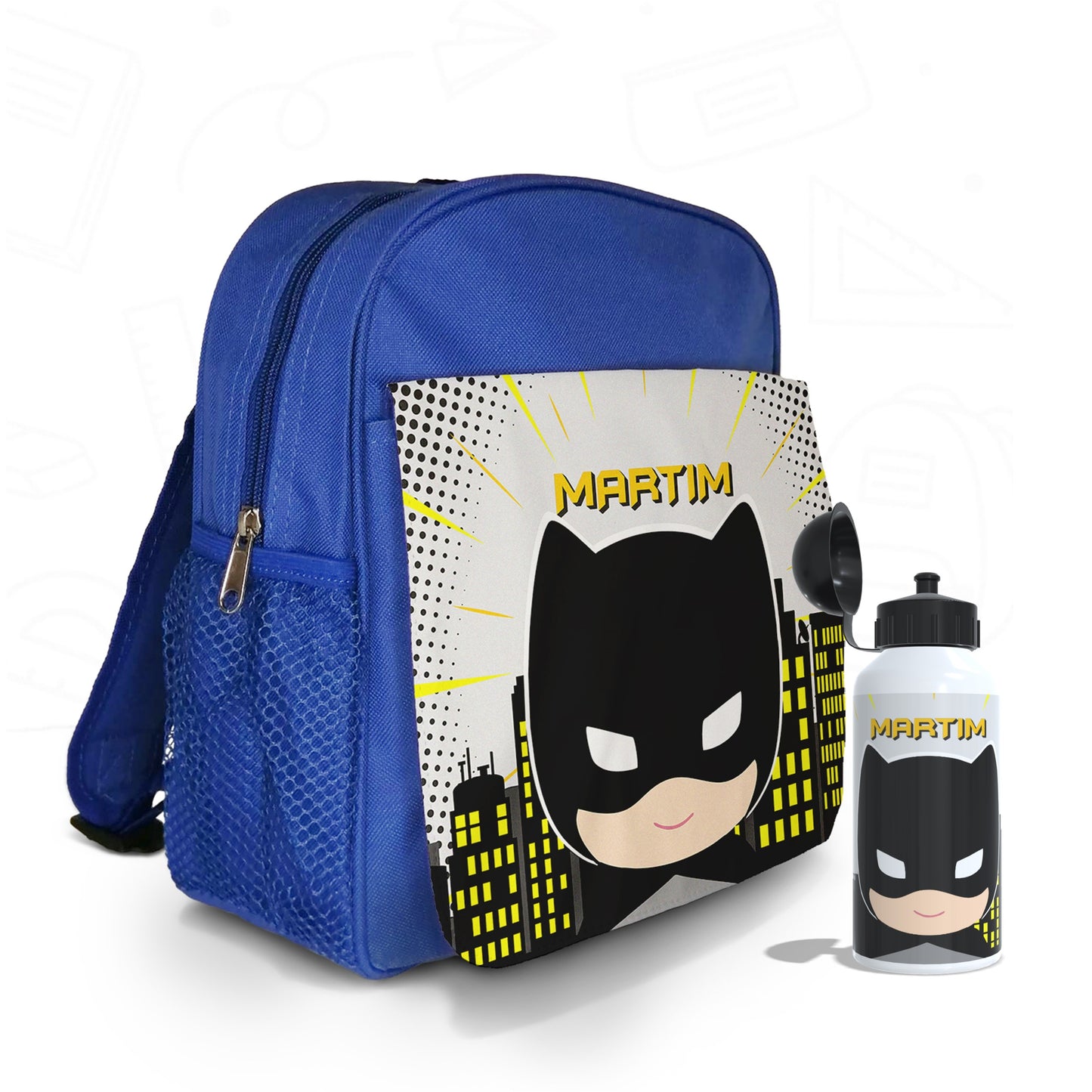 Mochila e/ou Lancheira e/ou Garrafa "Homem de Negro"