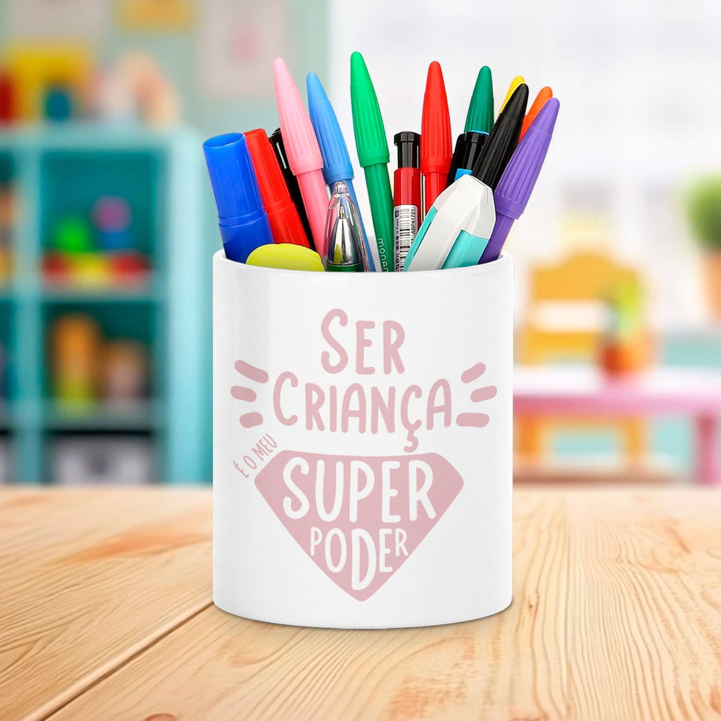 Porta-lápis "Ser criança é o meu super poder"