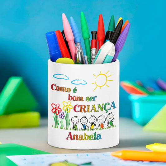Tapete de rato e/ou Porta-lápis "Como é bom ser criança"