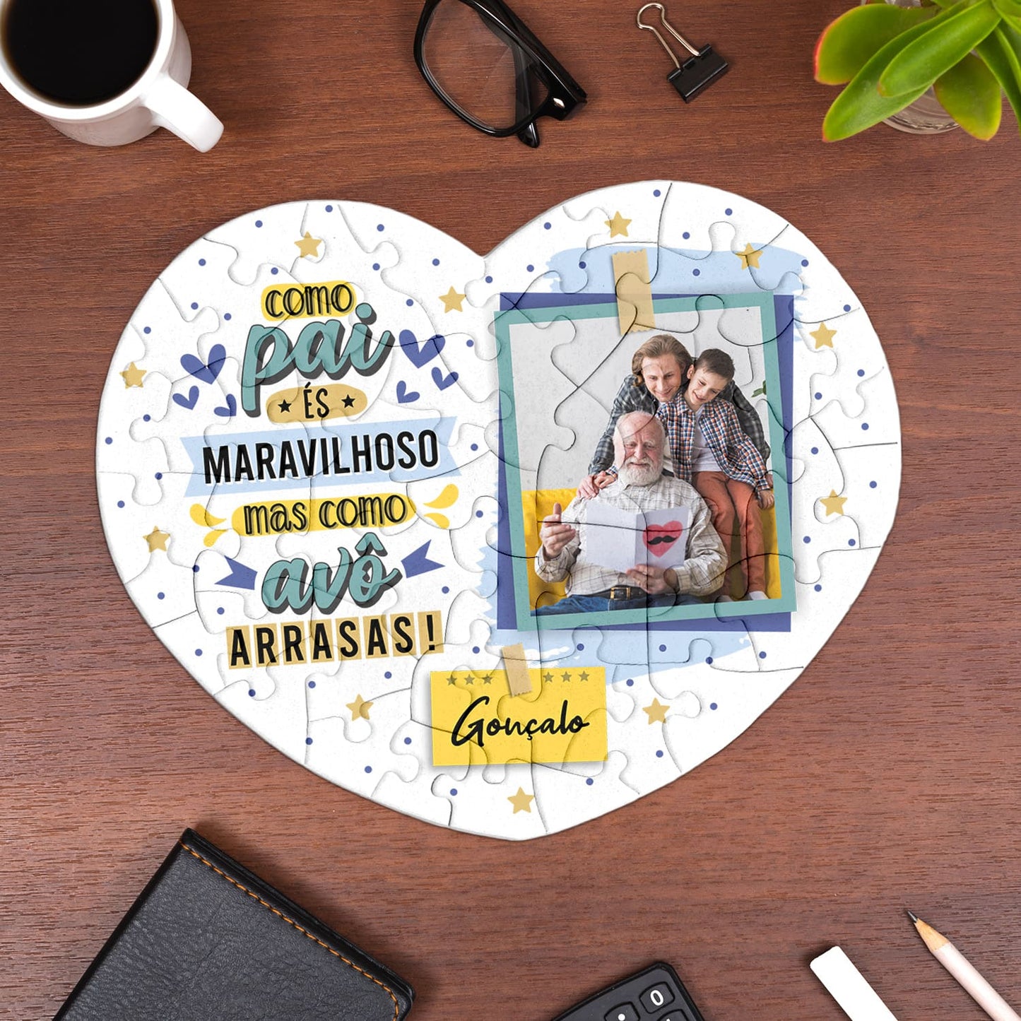 Puzzle coração "Como Avô-Avó Arrasas"