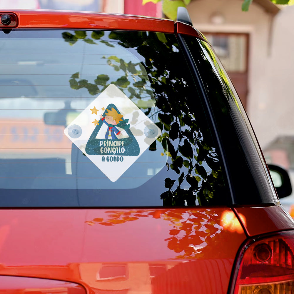 Tapa-sol e/ou placa para carro "Príncipe a bordo"