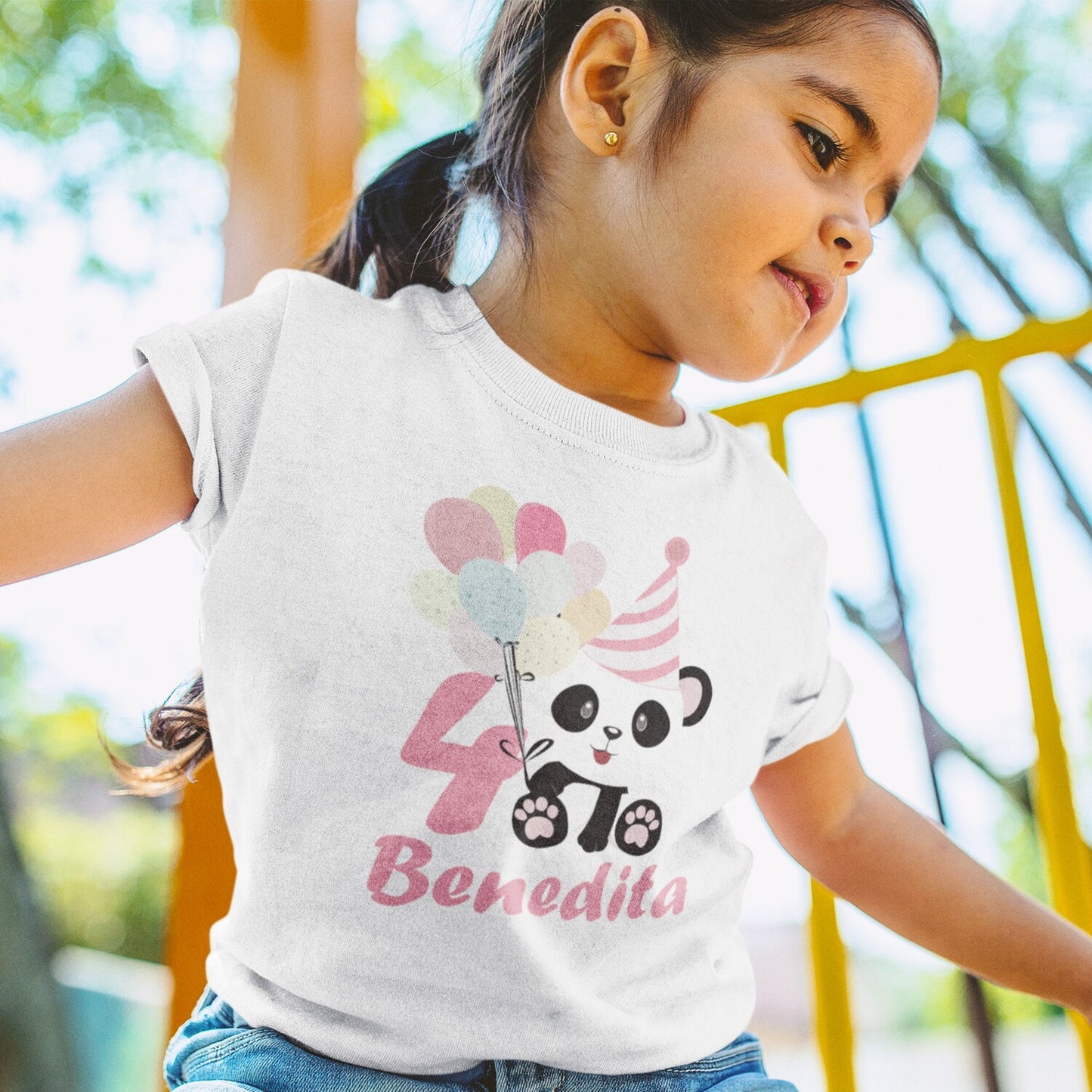 T-shirt de Aniversário Criança "Panda em festa"