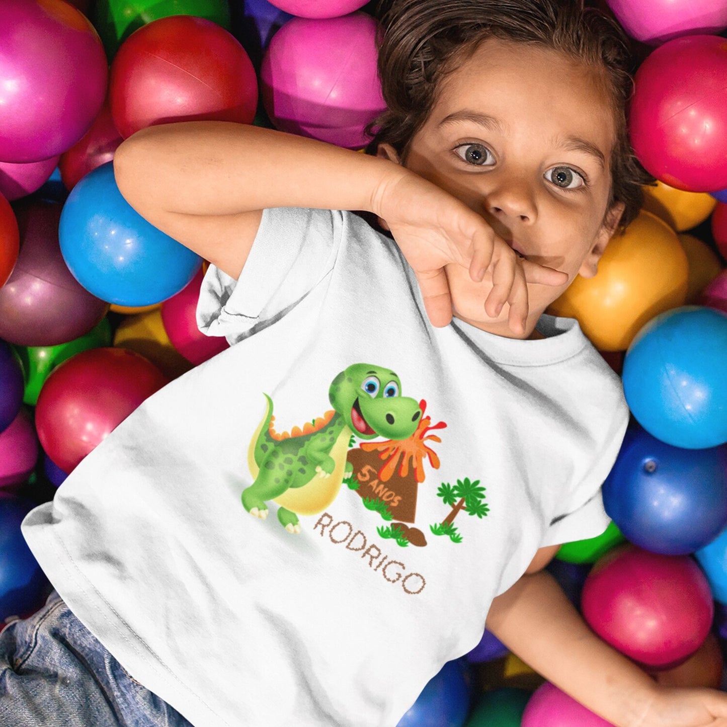 T-shirt de Aniversário Criança "Família Dinossauro"
