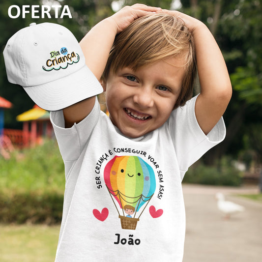 T-shirt 100% Poliéster + OFERTA boné "Ser criança é conseguir voar sem asas"