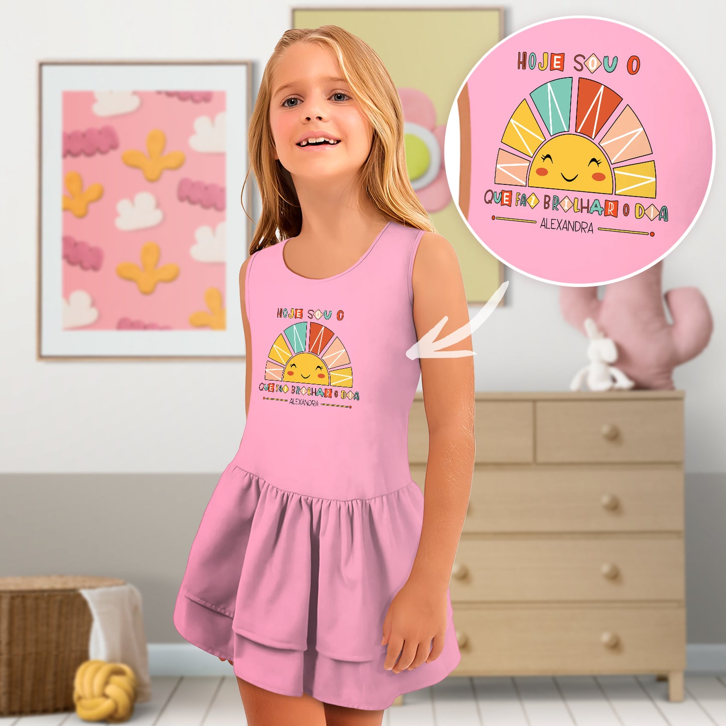 Vestido e/ou Garrafa "Hoje sou o sol que faz brilhar o dia"