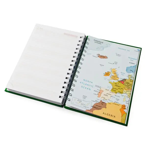 Agenda diária 2026 de argolas. Capa PU acolchoado, formato A5.