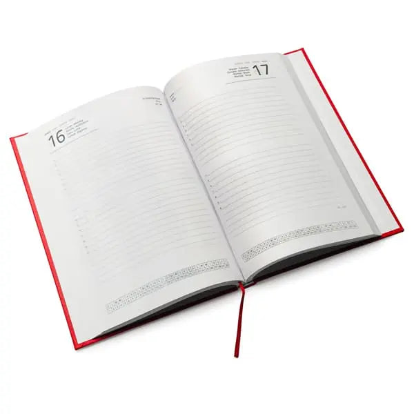 Agenda diária 2026. Capa rígida PU, formato A5.