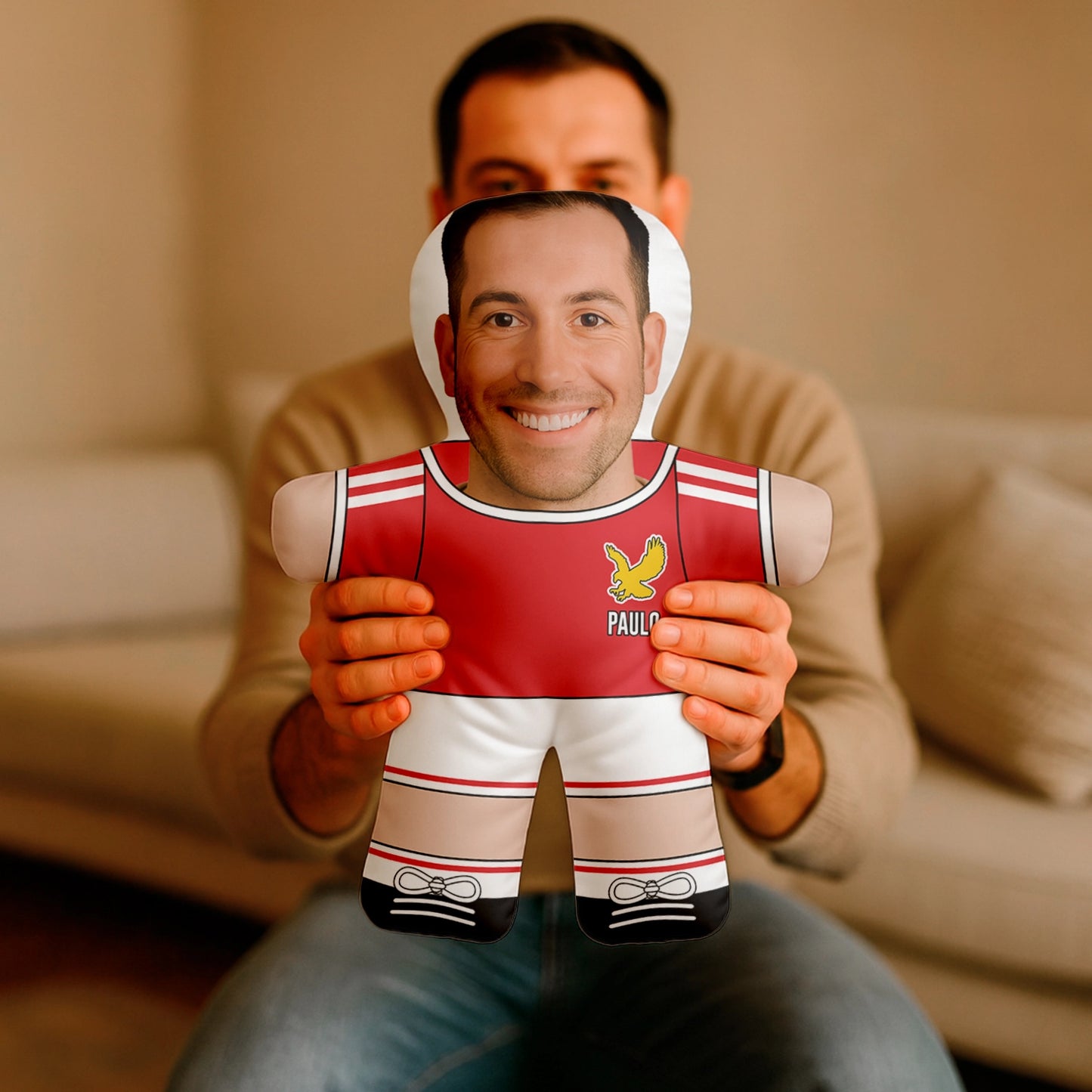 Almofada boneco personalizada MiniTu Jogador com fotografia.