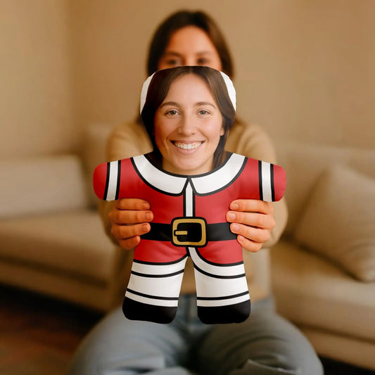 Almofada boneco personalizada MiniTu Mãe Natal com fotografia.