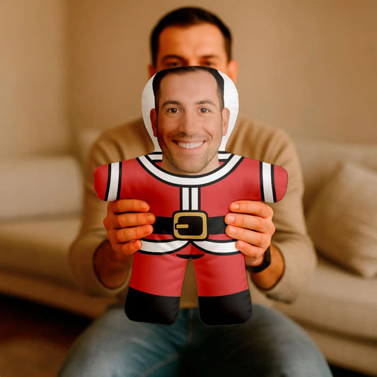 Almofada boneco personalizada MiniTu Pai Natal com fotografia.