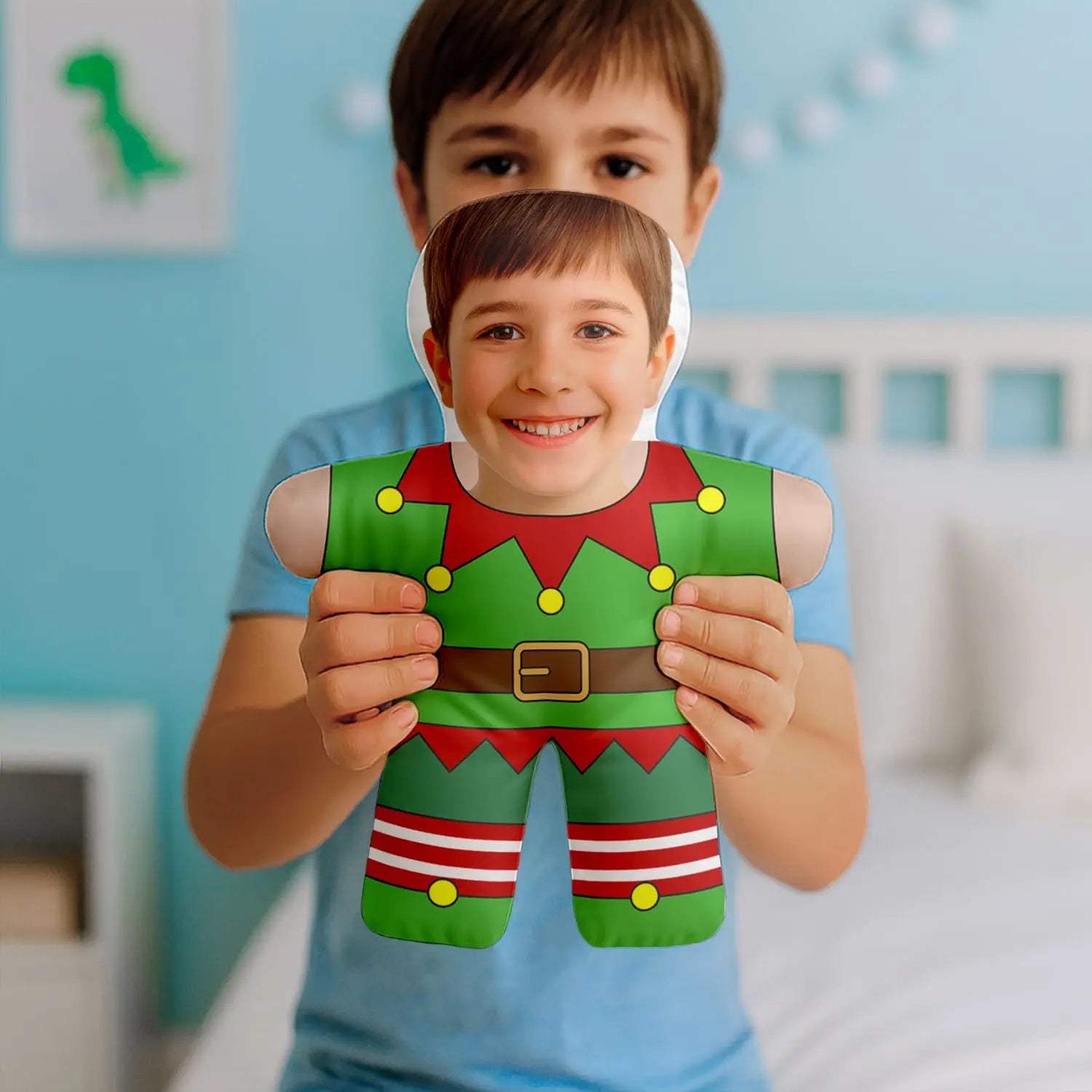 Almofada boneco personalizada MiniTu Duende com fotografia.