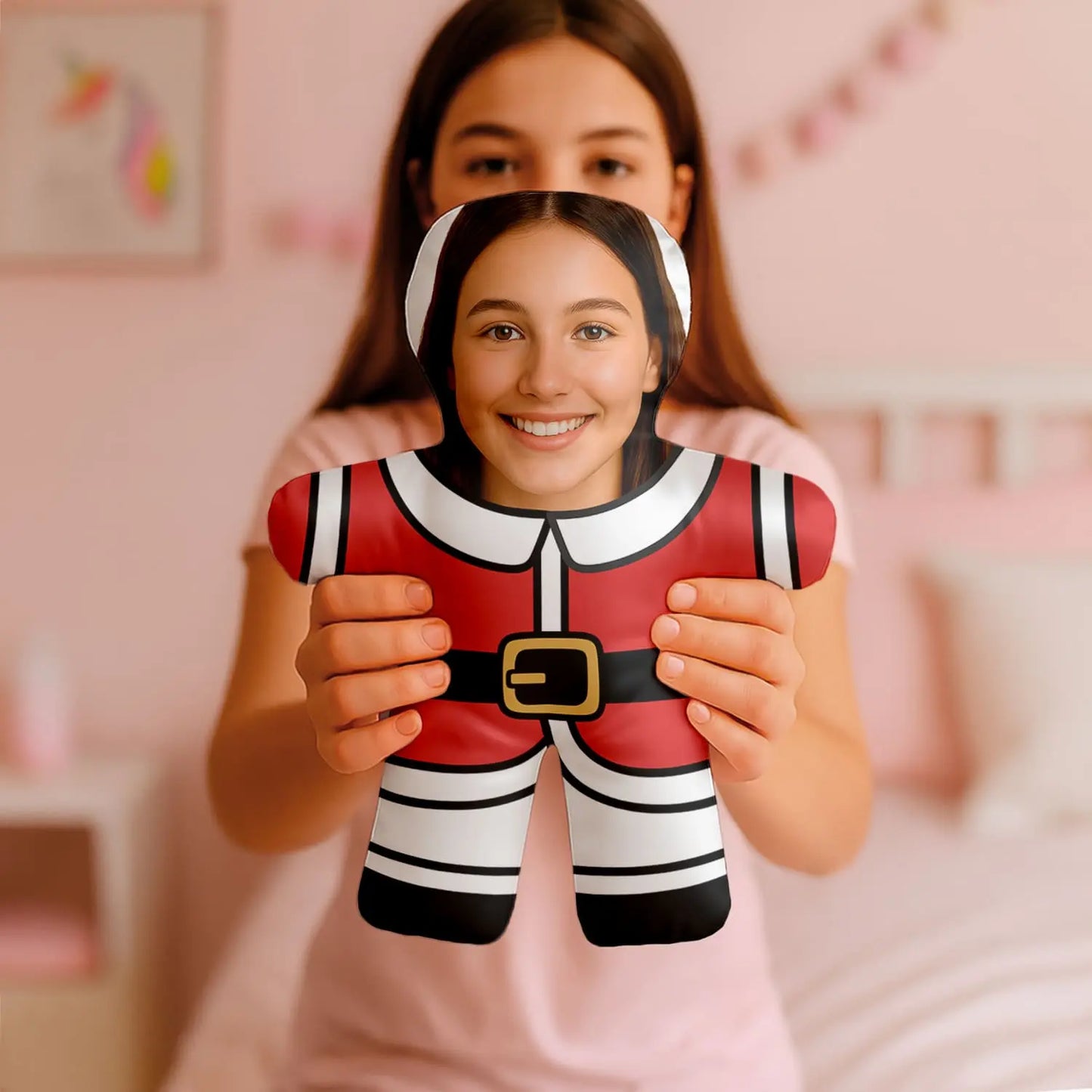 Almofada boneco personalizada MiniTu Mãe Natal com fotografia.