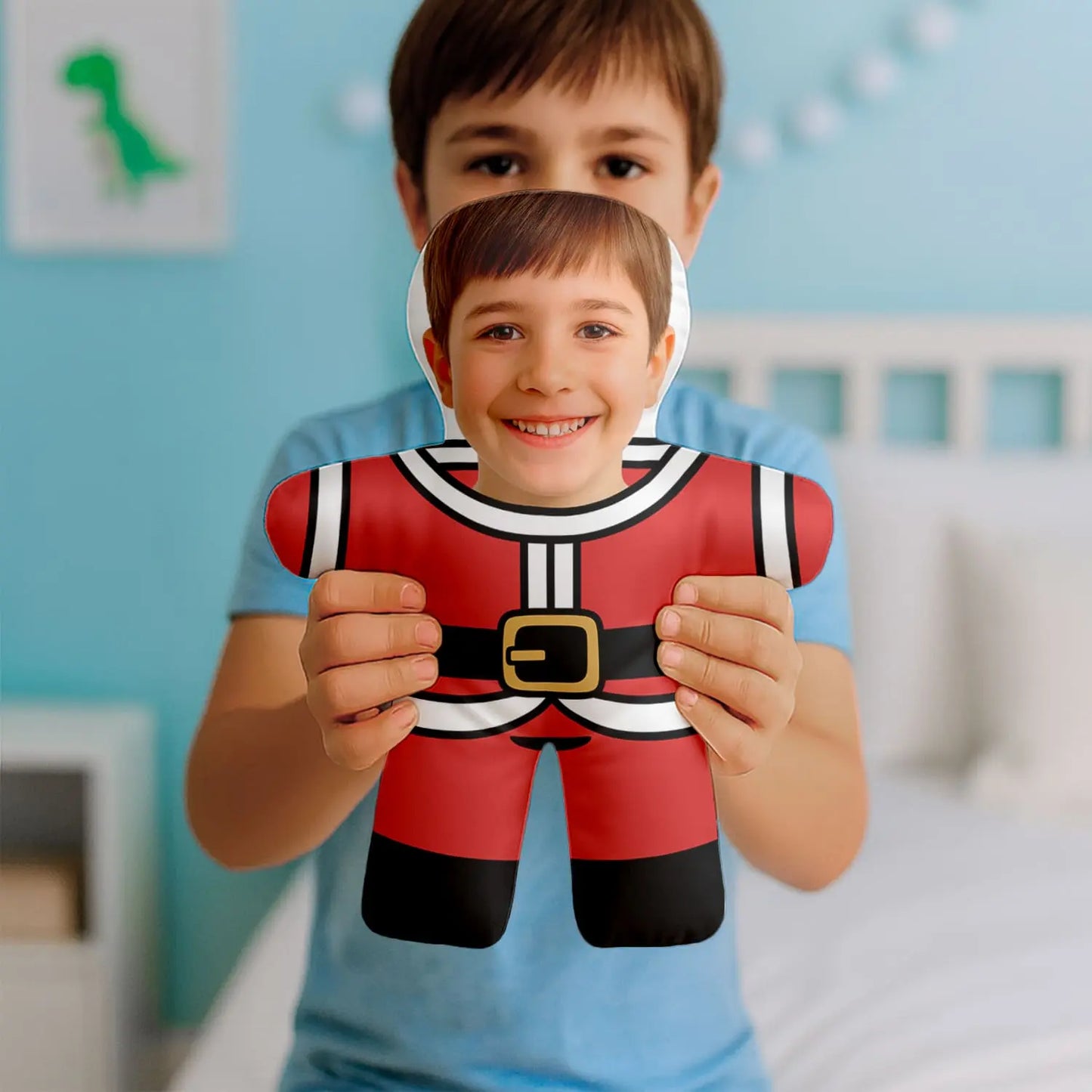 Almofada boneco personalizada MiniTu Pai Natal com fotografia.