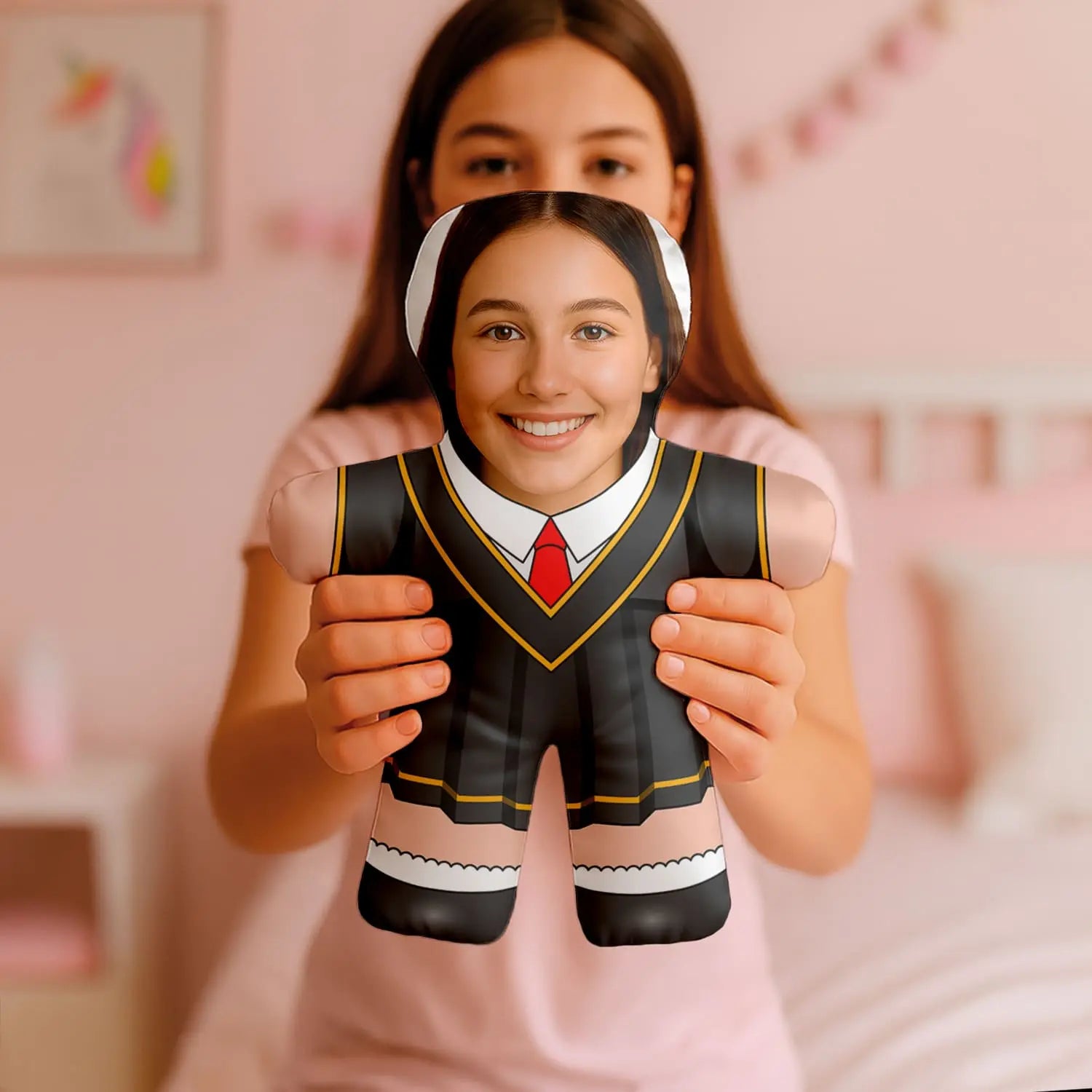 Almofada boneco personalizada MiniTu Finalista com fotografia.