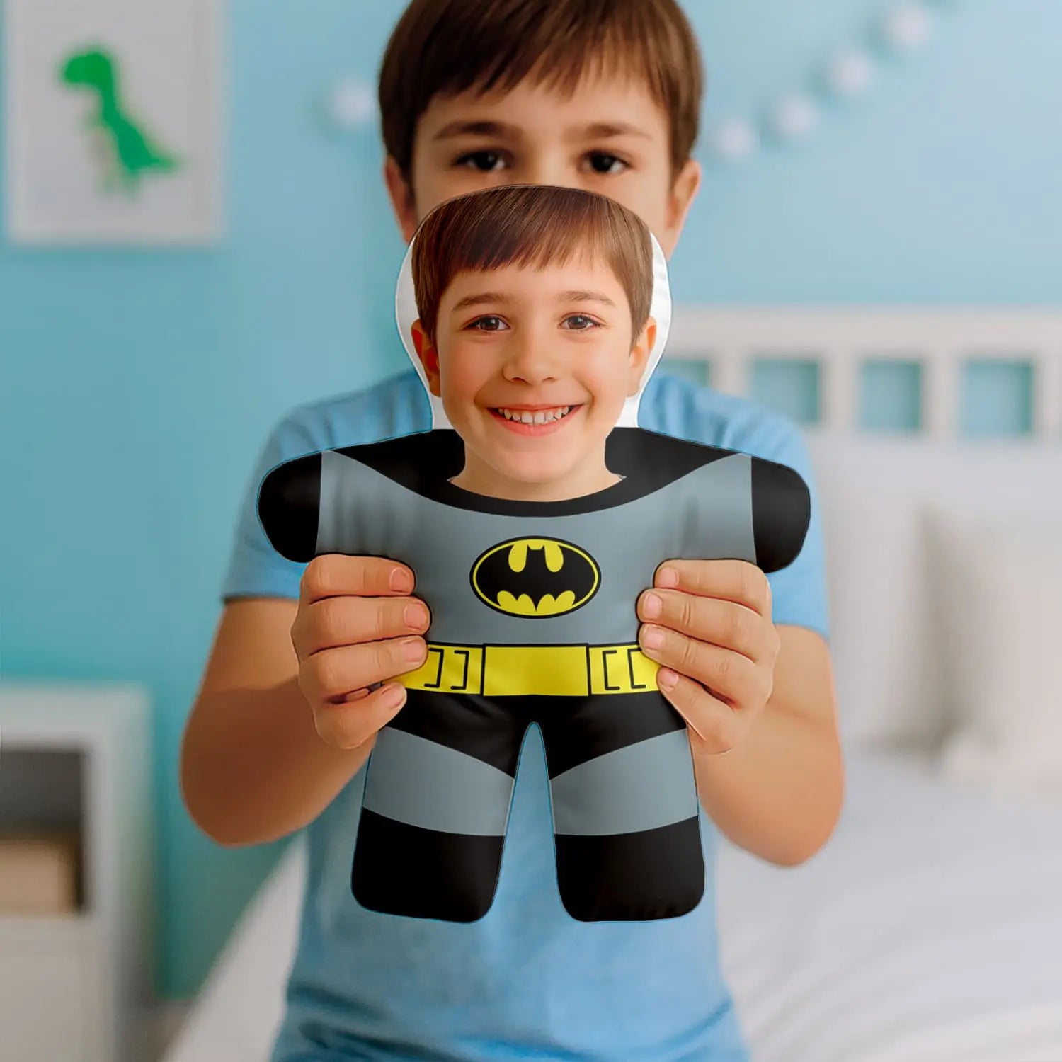 Almofada boneco personalizada MiniTu Homem de Negro com fotografia.
