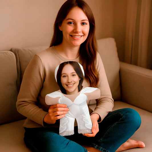 Almofada boneco personalizada MiniTu Noiva com fotografia.